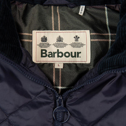 Barbour Finn Gilet Navy Quilted Full Zip Vest Corduroy Collar Men’s Large