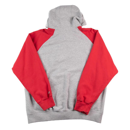 Gray and red hoodie on a white background