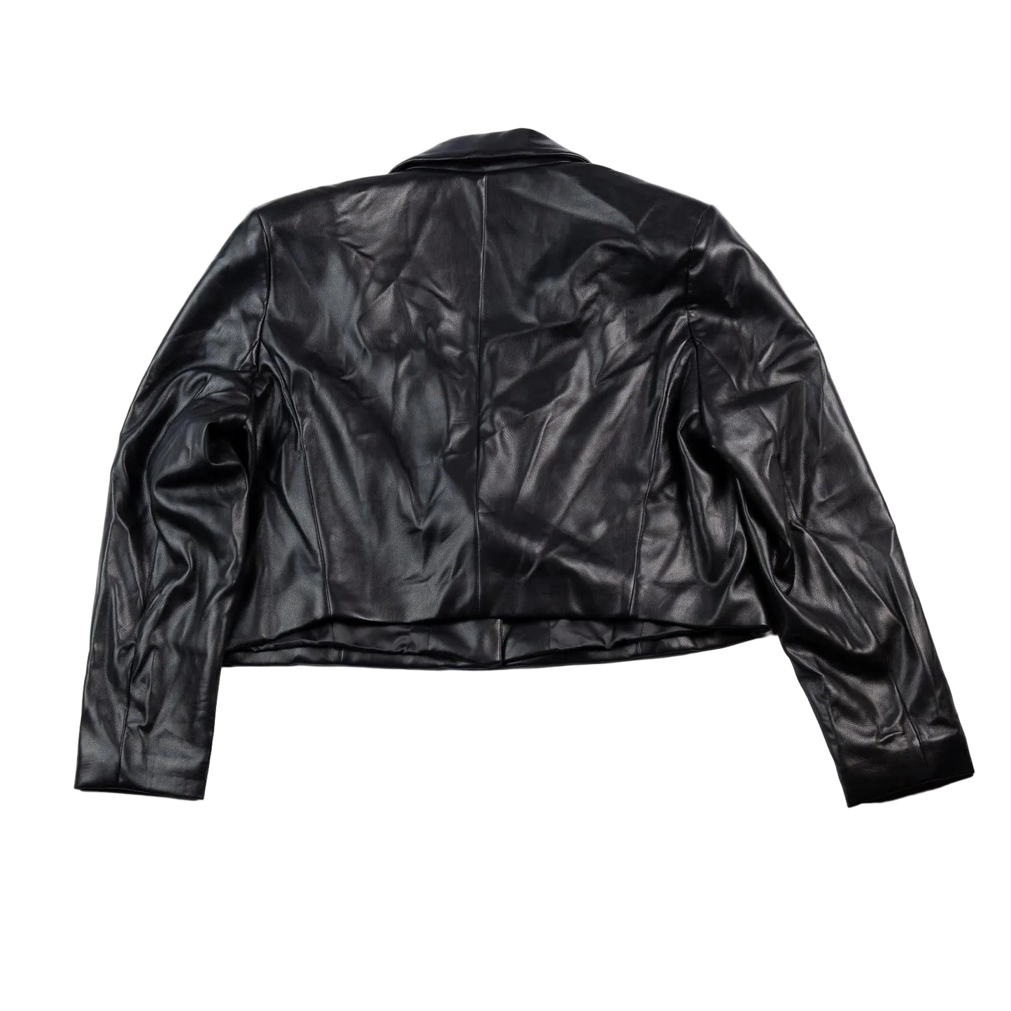 Black leather jacket on a white background