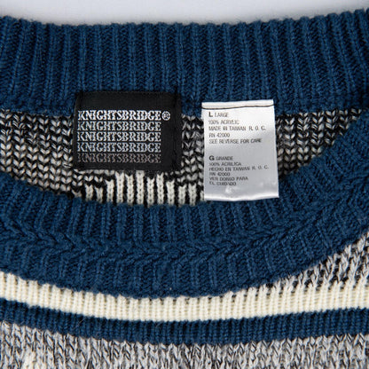 Vintage 1990s Knightsbridge Aztec Geometric Knit Sweater Mens Large