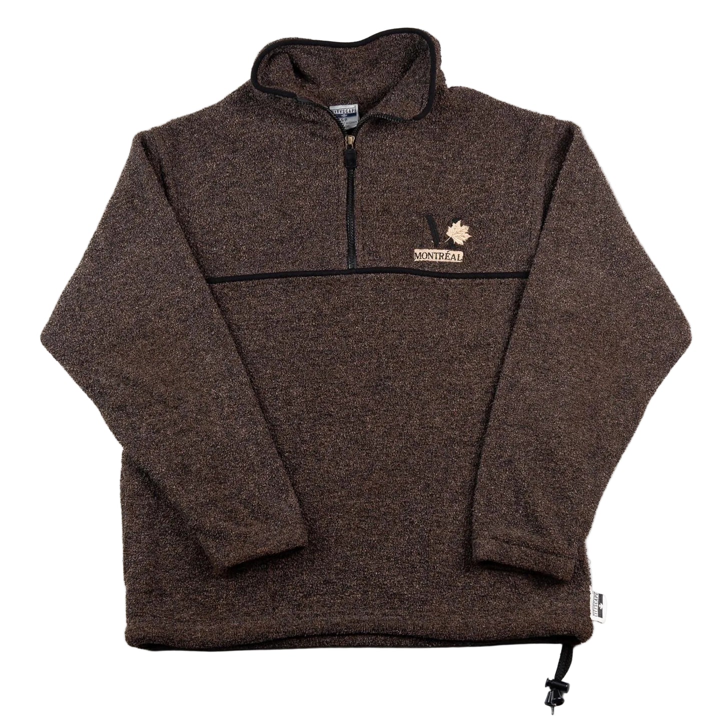 Brown pullover with a logo on a white background