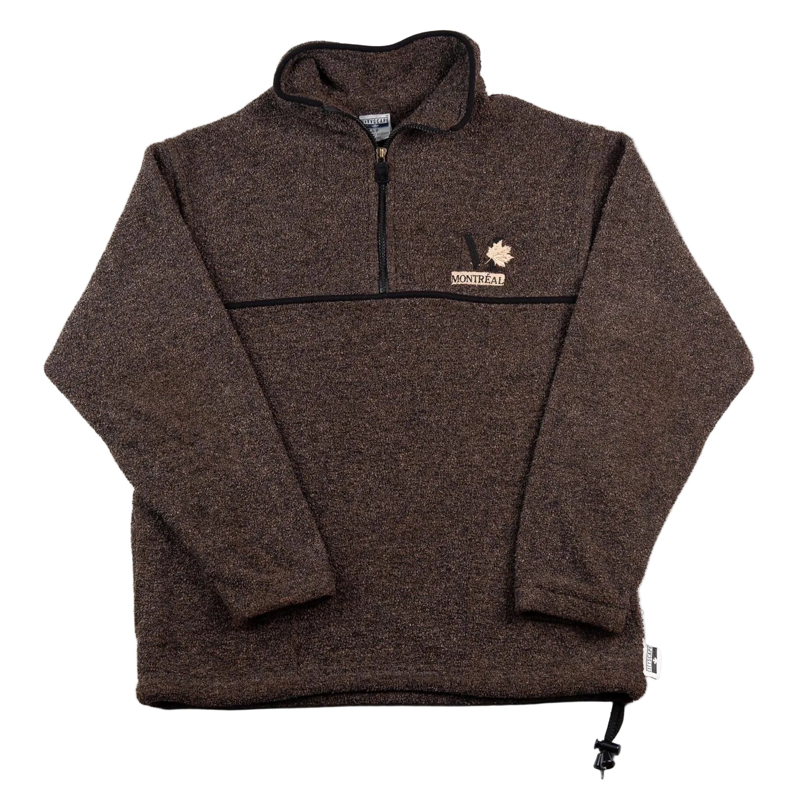 Brown pullover with a logo on a white background
