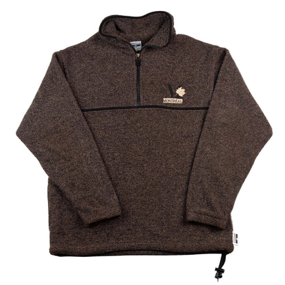 Brown pullover with a logo on a white background