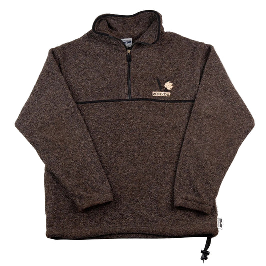 Brown pullover with a logo on a white background