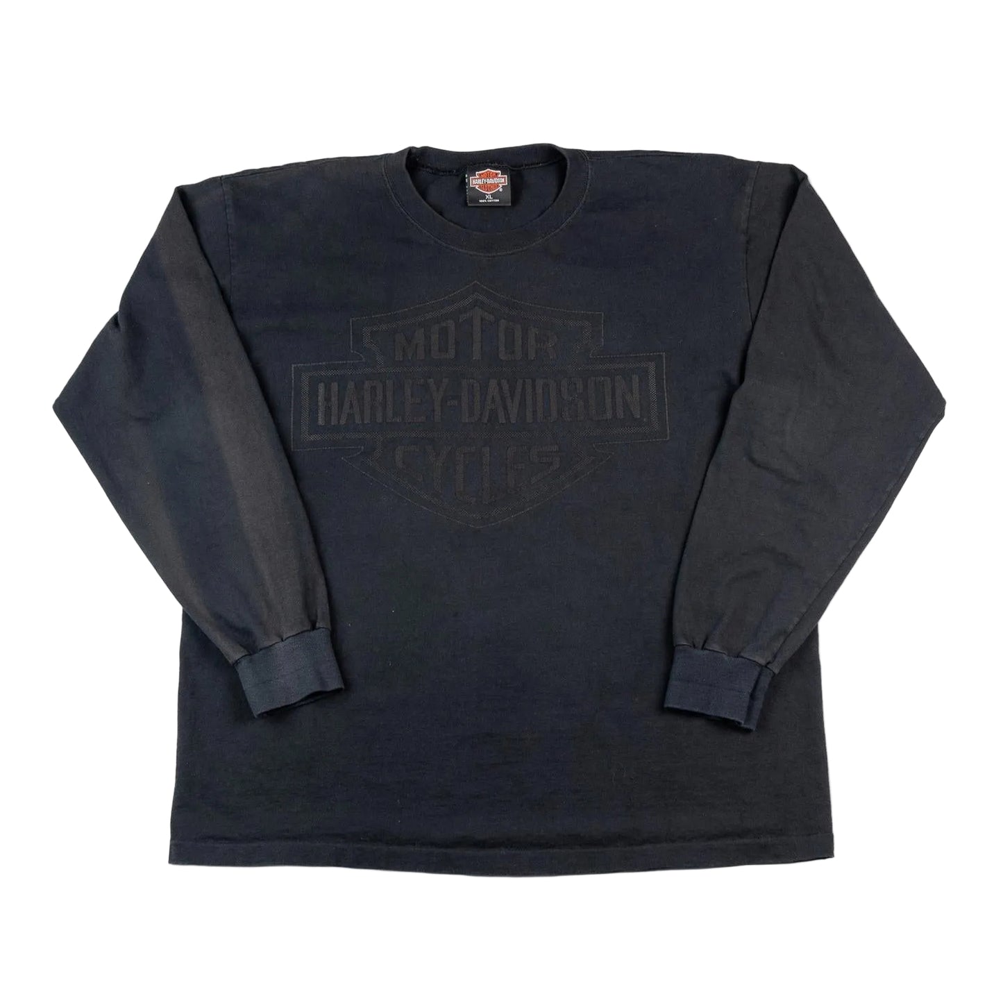 Black long-sleeve shirt with Harley-Davidson logo on a white background