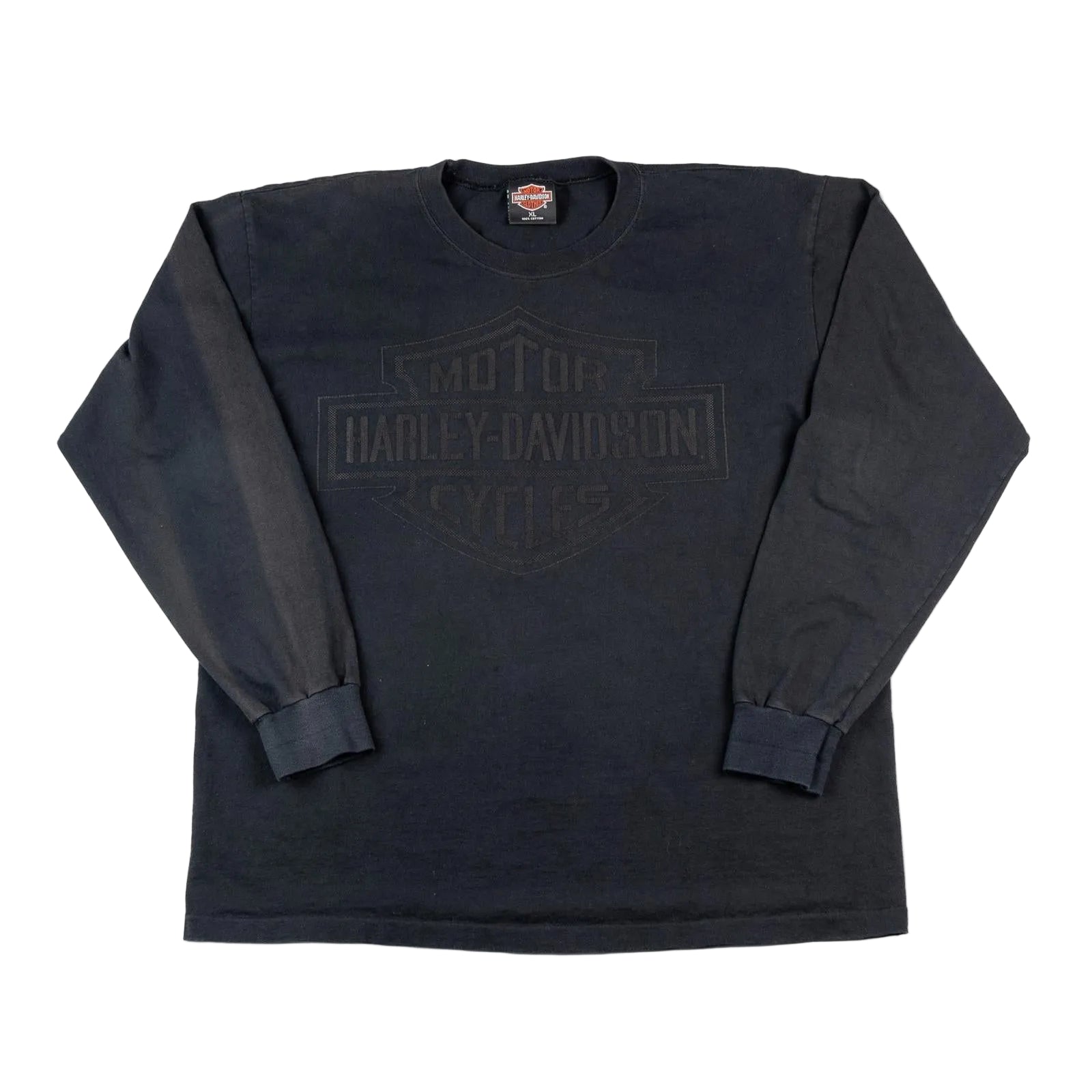 Black long-sleeve shirt with Harley-Davidson logo on a white background