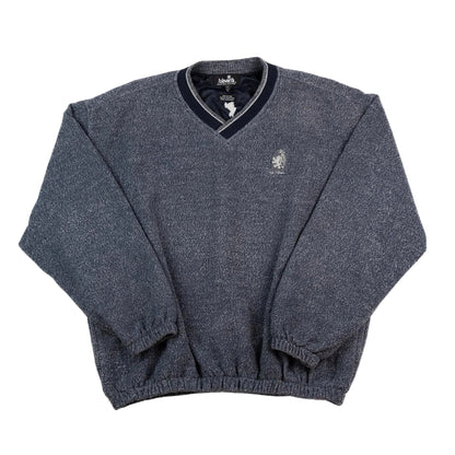 Gray sweater with brand logo on a white background