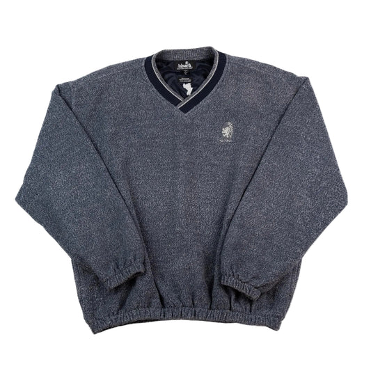 Gray sweater with brand logo on a white background