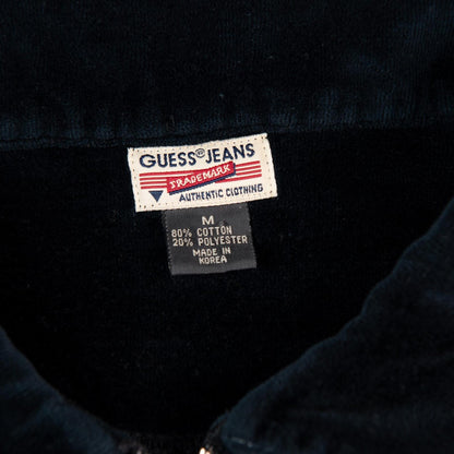 Vintage 1990s Guess Jeans Velour Quarter Zip Pullover Polo Men's Medium