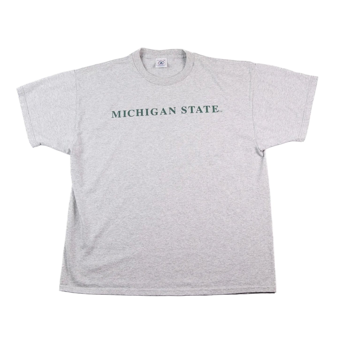Gray t-shirt with 'Michigan State' text on a white background
