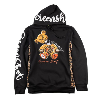 Black hoodie with colorful graphics and 'creensh' branding on a white background