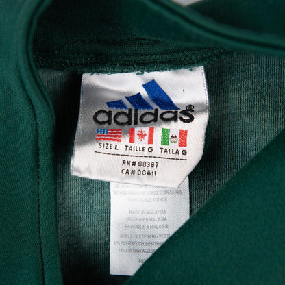 Vintage Y2K Adidas Quarter Zip Pullover Green Soccer Training Top Men's Large