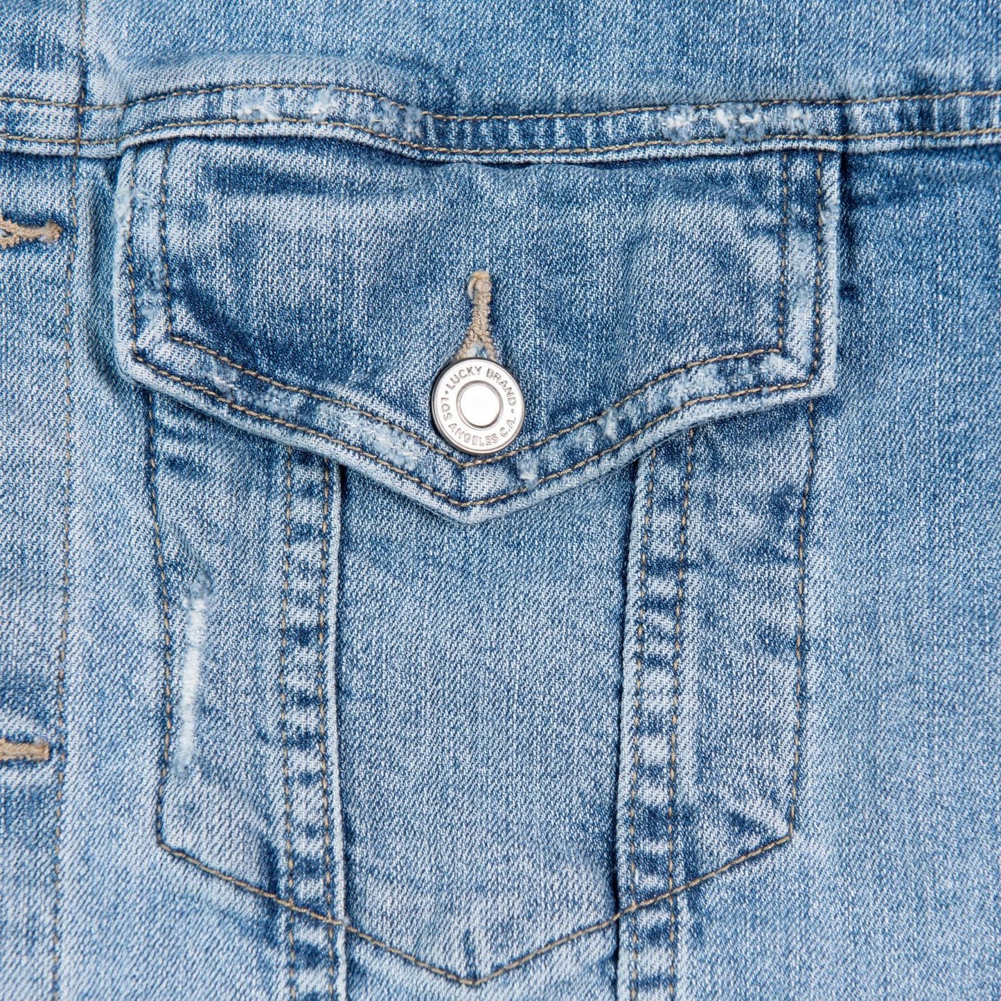 Lucky Brand Holy Fire Custom Embroidered Light Wash Denim Jacket Women’s Small