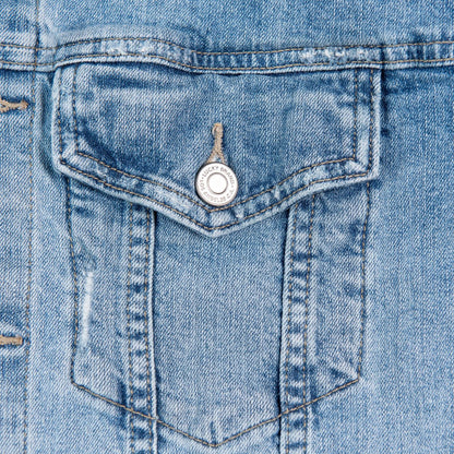 Lucky Brand Holy Fire Custom Embroidered Light Wash Denim Jacket Women’s Small