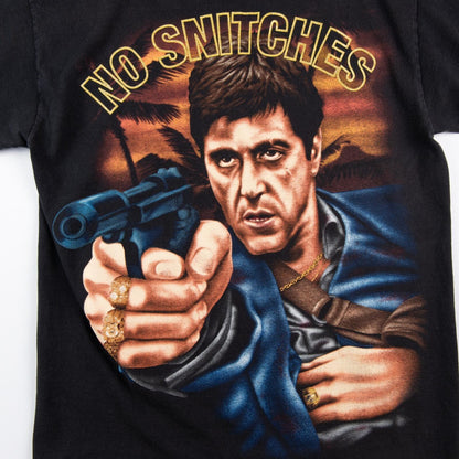 Y2K Scarface Tony Montana No Snitches Graphic T-Shirt Men's Medium
