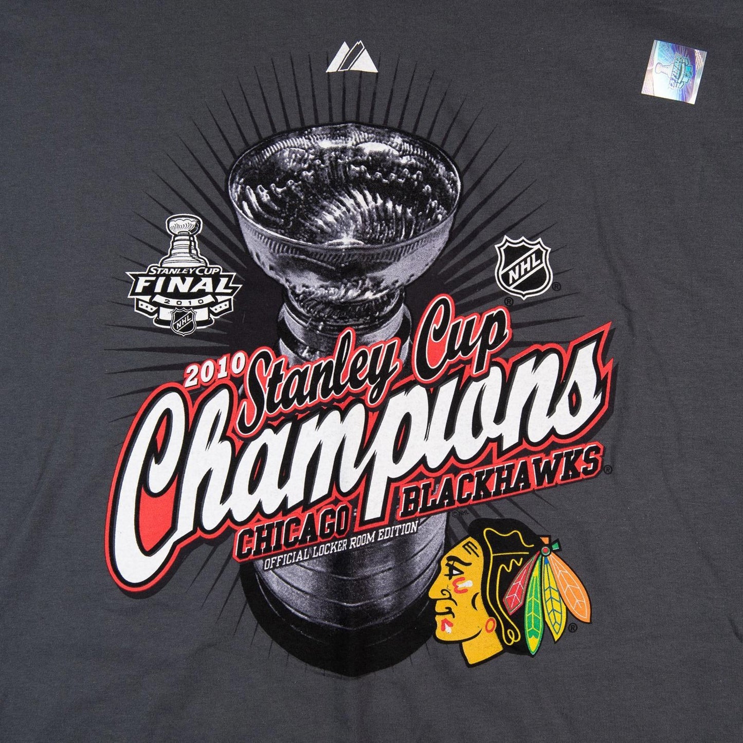 Majestic 2010 Stanley Cup Champions Chicago Blackhawks T-Shirt Men's 2XL