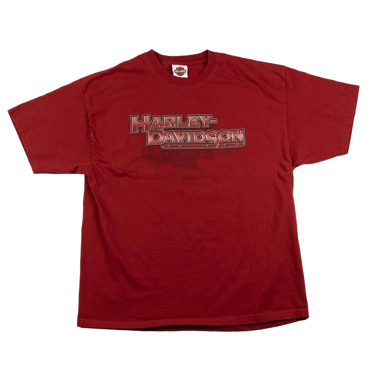 Red Harley-Davidson t-shirt on a white background