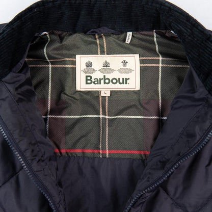 Barbour Finn Gilet Navy Quilted Full Zip Vest Corduroy Collar Men’s Large