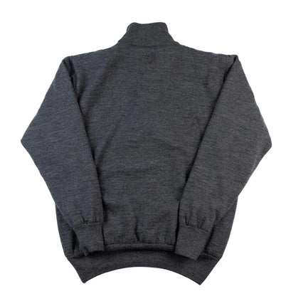 Dark gray zip-up sweatshirt on a white background