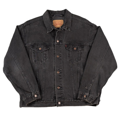 Vintage 1995 Levi’s 527 Trucker Jacket Black Denim Wash 70507-4159 Men's XL