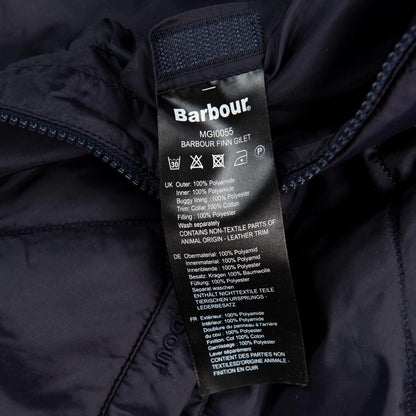 Barbour Finn Gilet Navy Quilted Full Zip Vest Corduroy Collar Men’s Large