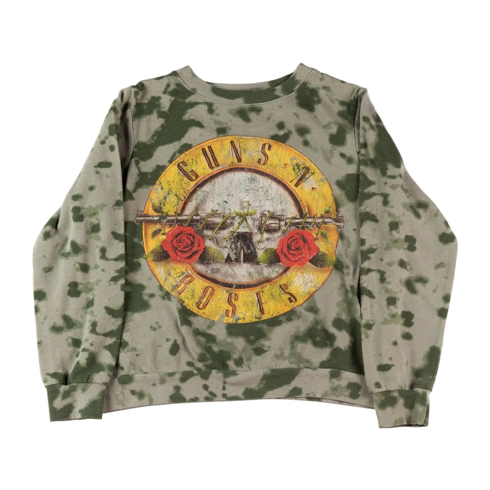 Camouflage sweatshirt with Guns N' Roses logo on a white background