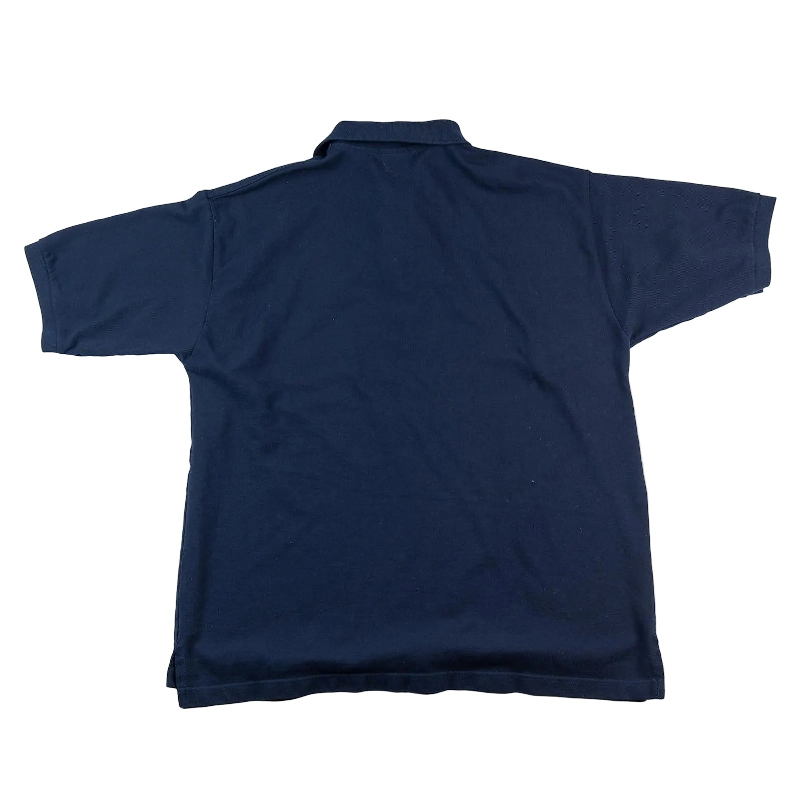 Navy blue polo shirt on a white background